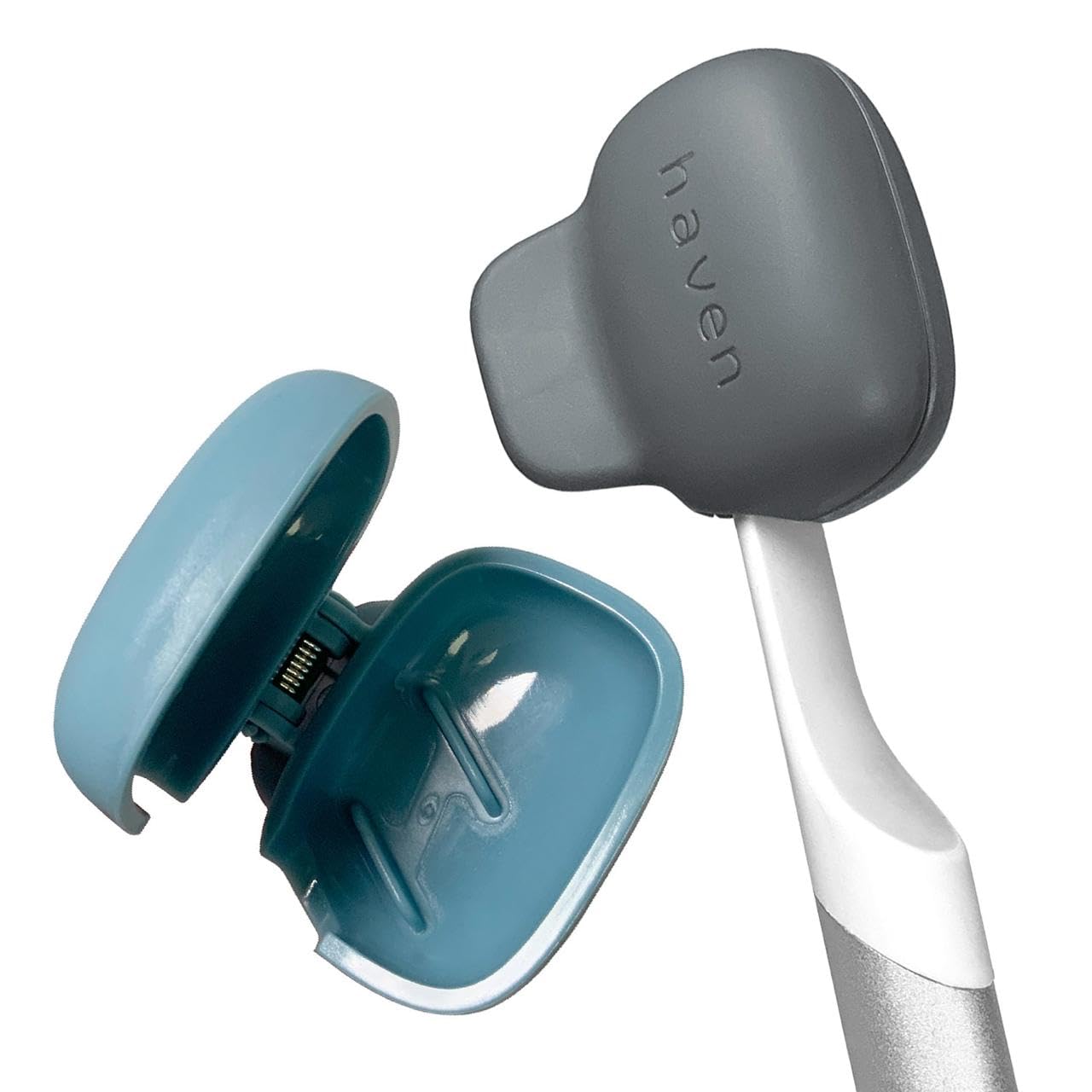 Haven Toothbrush Cover - Fits Electronic and Manual Toothbrushes - Toothbrush Case Holder for Travel - Set of Two Tooth Brush Cap Protectors (Blue and Charcoal Gray)