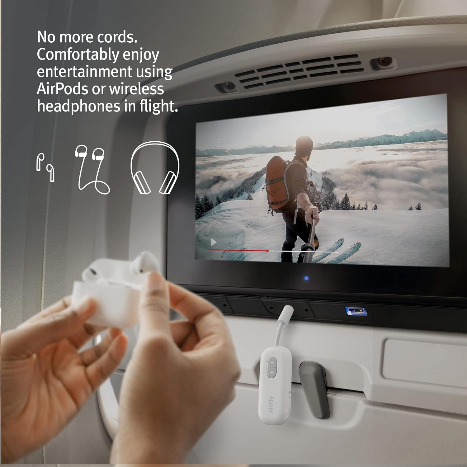 Twelve South AirFly SE | Bluetooth Wireless Transmitter/Adapter for AirPods/Wireless or Noise-Cancelling Headphones; use on Airplanes and Gym Equipment, 20+ hr Battery Life - Image 4